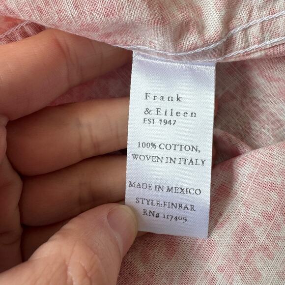 Frank & Eileen Finbar Classic Linen Button Front Shirt Peach Floral - Picture 6 of 10